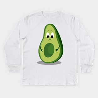 Cute Sad Avocado Kids Long Sleeve T-Shirt
